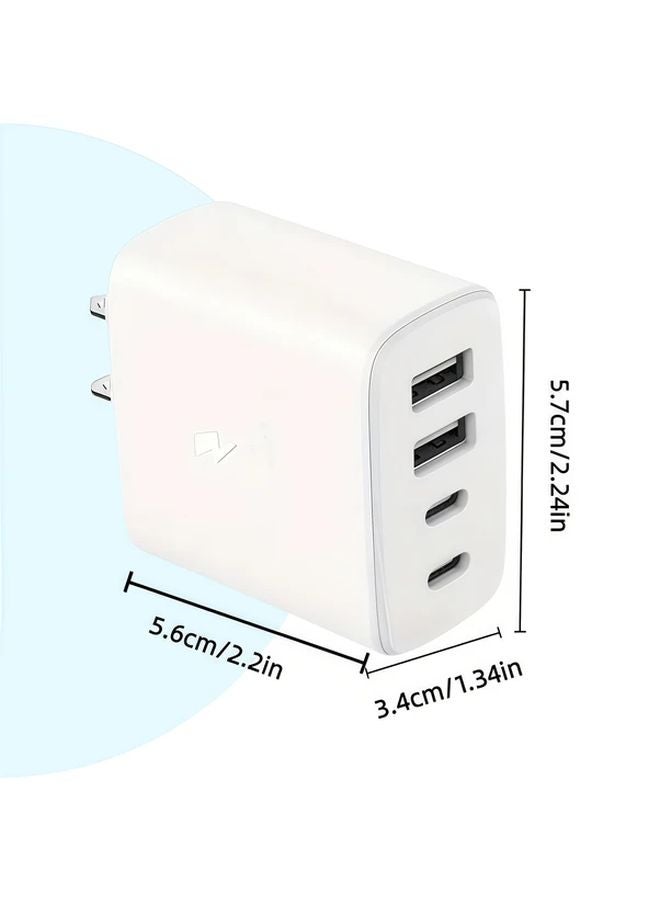White 4 In 1 Fast Charger Head Dual USB C And USB A Port For iPhone And Other Models - Image 2
